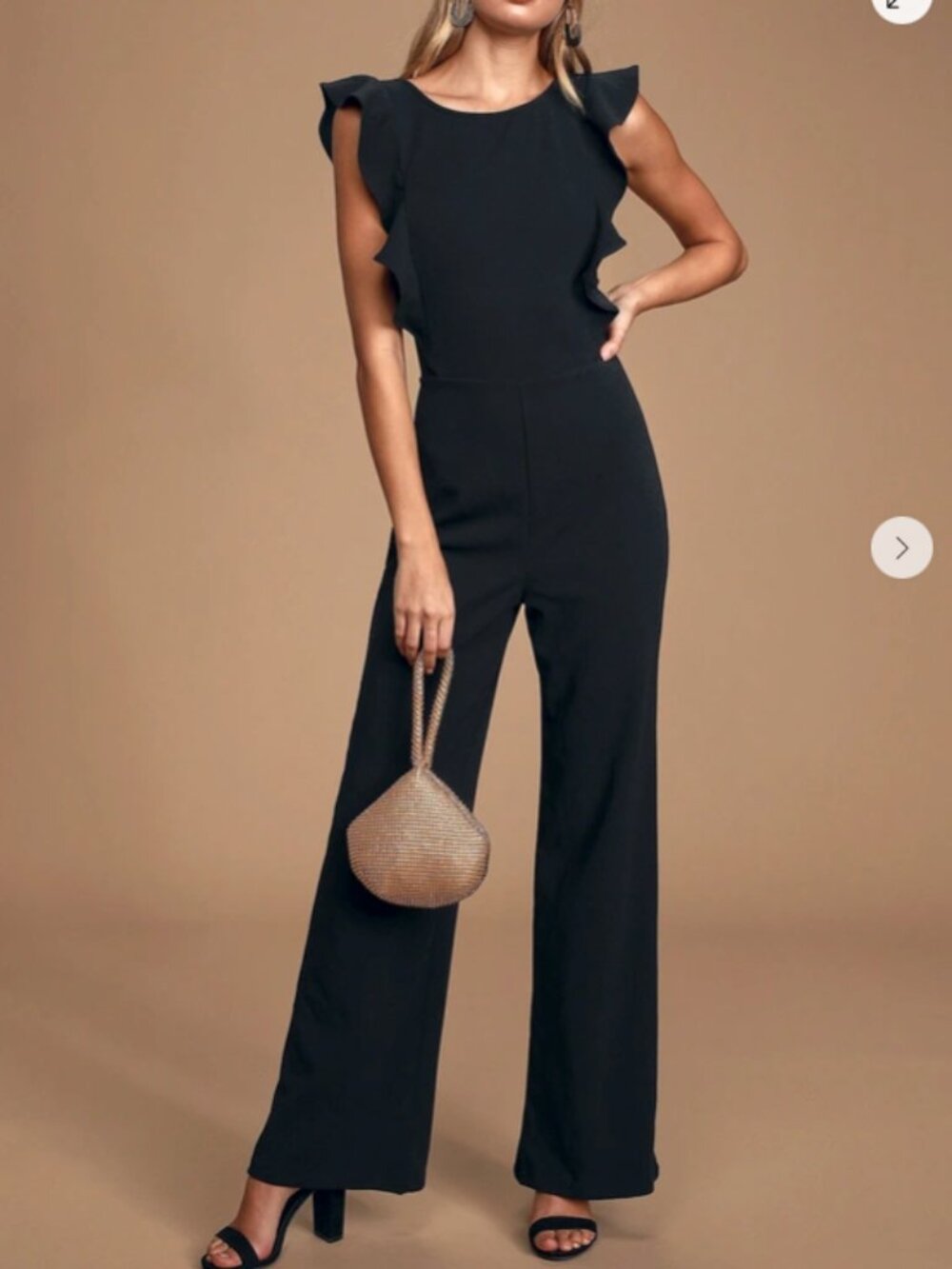 Lulus Feel Your Love Black Ruffled Wide-leg Jumpsuit – Size XS - NWOT